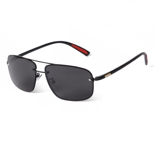 Image of Ultra Lightweight Polarized Square Aviator Sunglasses for Men Women Trendy Fashion Double Bridge Pilot Sun Glasses