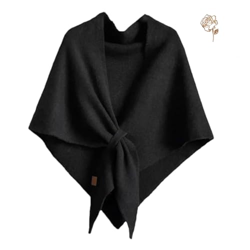 Genérico Bufanda, Chal De Mezcla De Lana Lisa Para Mujer, Un Chal Triangular Cálido Y Moderno Para Vestidos De Mujer (Negro, 1)