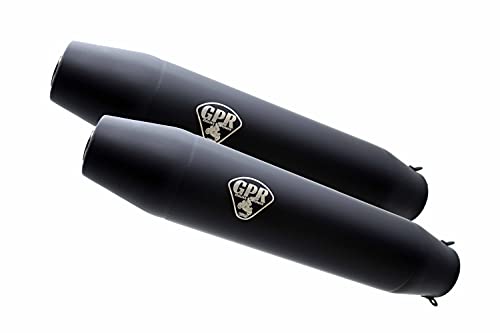 Pot d'échappement GPR Compatible avec Moto Guzzi 1000 GT 1987/1993 Couple de silencieux Homologué Universel sans tube de liaison Deeptone Black Cafè Racer