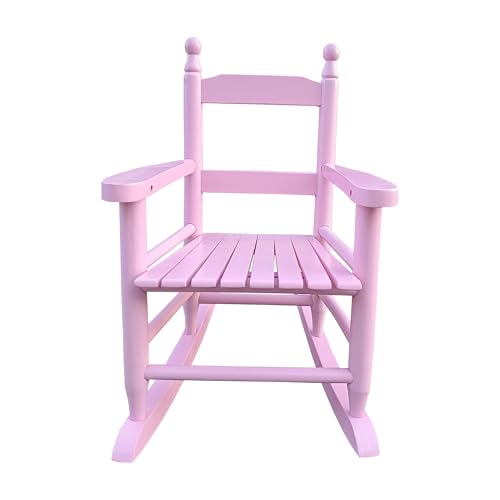 TERBOUSHE Kids Rocking Chair – Rose Red Indoor/Outdoor Chair for Toddlers and Children, Durable and Comfortable Seating for Playroom, Nursery, or Patio -Pink