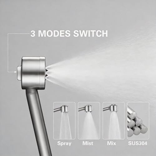 Grifo para bañera de patas con ducha de mano y brazos oscilantes ajustables de 6 pulgadas, montaje en pared, adaptador corto, acabado niquel cepillado miniatura 4