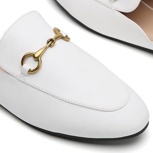 Image of Minorsu Buckle Mules for Women Flats Loafers Shoes for Work Office Business | Slip on,Round Toe,Backless,Slides, Casual