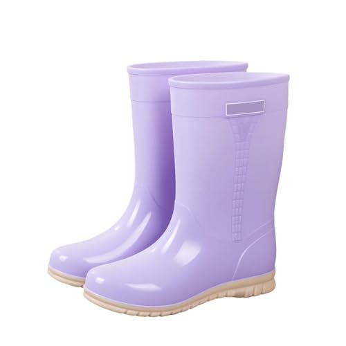 Botas de goma para mujer, media altura, antideslizantes, modernas, impermeables, morado, 39 EU