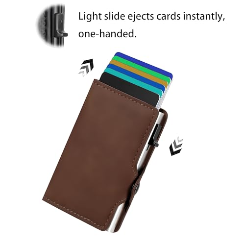 Personalized Slim Wallet for Men Leather Wallet Card Holder Custom Mens Wallet Smart Pop-up Credit Card Case Gifts for Men Husband Birthday Christmas Fathers Day Valentine (Deep Brown, Design 3)4