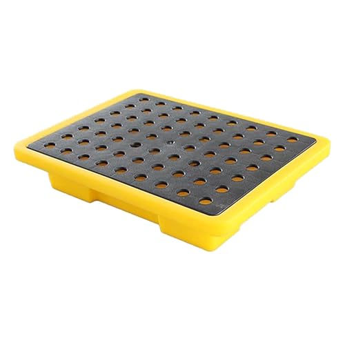 Plataforma de contención de derrames con drenaje para cubos de pintura y químicos