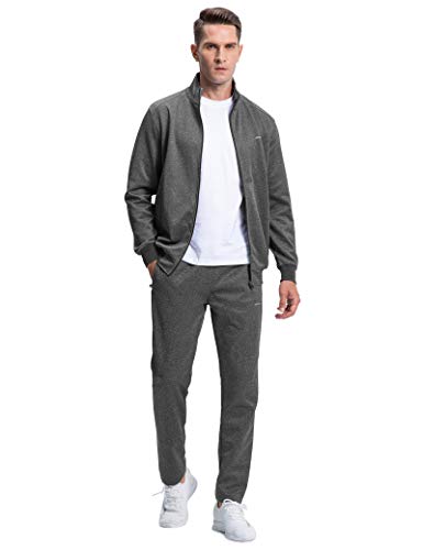 MAGNIVIT Men's Athletic 2 Piece Tracksuit Set 2 Pieces Activewear #1 Dark Grey - Thumbnail 2