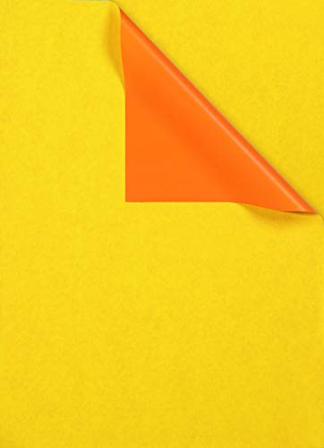 Geschenkpapier Gelb Orange beidseitig bedruckt, Secare Rolle, Geschenkverpackung Größe 70cm x 250m