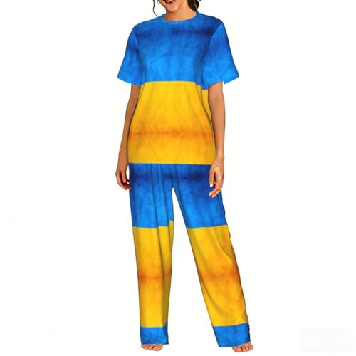Pyjama drapeau ukrainien femme ensemble de nuit imprimé coton doux ensemble cocooning