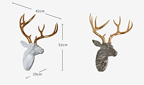 Deer Head Wall Hanging, Stag Head Sculpture Wall Decoration Solid Animal Trophy Statue,White #TOP6