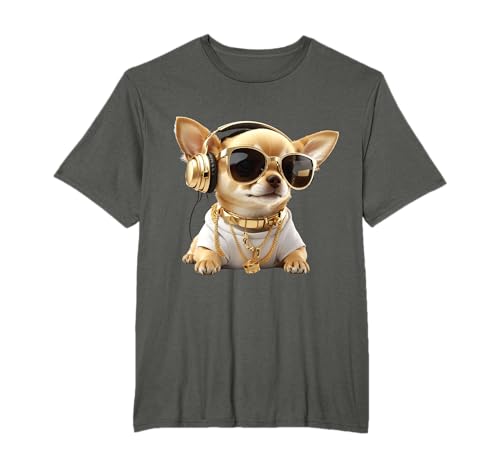Chihuahua Welpe - Kopfhörer & Sonnenbrille - niedlicher Hund T-Shirt
