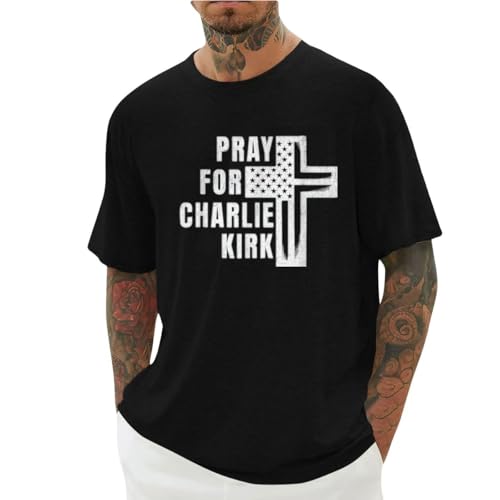 Nacilerto Pray for Charlie Kirk T-Shirt Short Sleeve Tee.