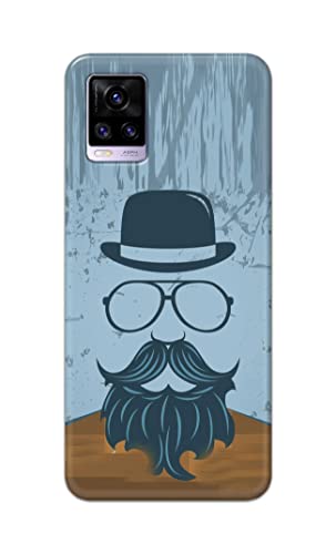 Image of PRINTFIDAA Mustache Beard and Hairstyle Hipster in Glasses Printed Designer Hard Case for Vivo V20 Back Cover -(e) RPM1002