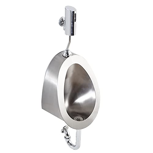 OTQEFTN Wall-Mounted 304 Stainless Steel Urinal, Male Urinal with Infrared Sensor, Toilet Urinal with Drain and Sensor, Used in Home, School and Hotel
