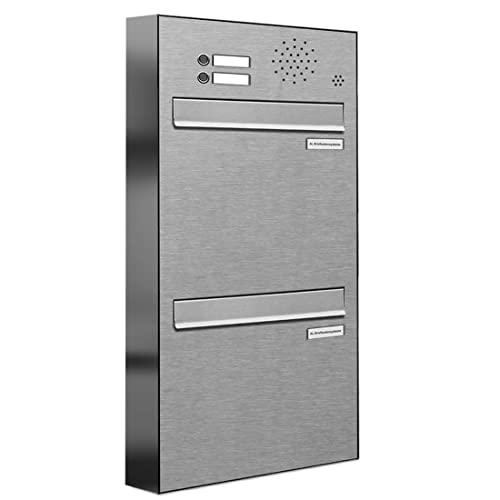 AL Briefkastensysteme 2er Briefkasten für Tür/Zaundurchwurf in V2A...