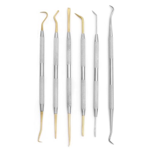 Motanar Gun Cleaning Brush & Pick Kit-Double Ended Brass Copper Nylon Steel Brush & Metal Picks Set (6 Brass and Steel Picks)