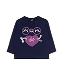 Camiseta de punto, de color azul con estampado de robot color lila para niña. Colección Robot Maker.