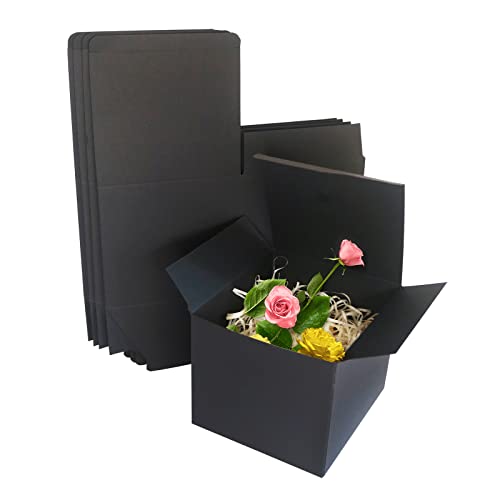 STRBOXONG Black Kraft Gift Boxes, 130x130x130mm Small Empty Gift Boxes with Lids for Presents, Sweet Favour Boxes for Parties, Weddings or Birthday(Pack of 10)