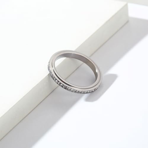 Fidget Ring for Anxiety Stainless Steel Spinner Ring 3mm Wedding Band for Women Size 5-103