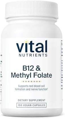 Vital Nutrients Vitamin B12 and Methylfolate | Vegan Supplement | Support Healthy Brain Cell Function, Energy, and Metabolism of Carbs, Protein, and Fat* | Gluten, Dairy and Soy Free | 100 Capsules