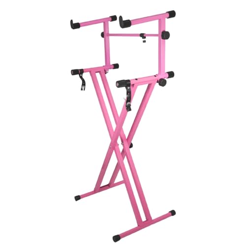 5 CORE 2 Tier Keyboard Stand Combo Heavy-Duty Adjustable Piano Stand with Extension Arm Dual Tier Setup for Digital Pianos Synthesizers & Keyboards No