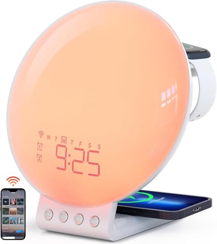 Dekala Smart Sunrise Alarm Clock with Wireless Charging for iPhone 14 13 12 Apple Watch AirPods...