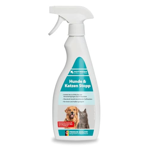 HOTREGA Hunde-Katzen Stopp Spray 500ml | Geraniolbasiert & biologisch abbaubar | Zuverlässiger Schutz vor Kratz- und Beißspuren | Für Innen & Außen