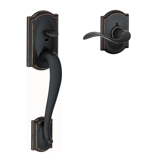 Image of Schlage FE285 716 Acc CAM RH Lower Half Handleset, Camelot Interior Trim, Aged Bronze