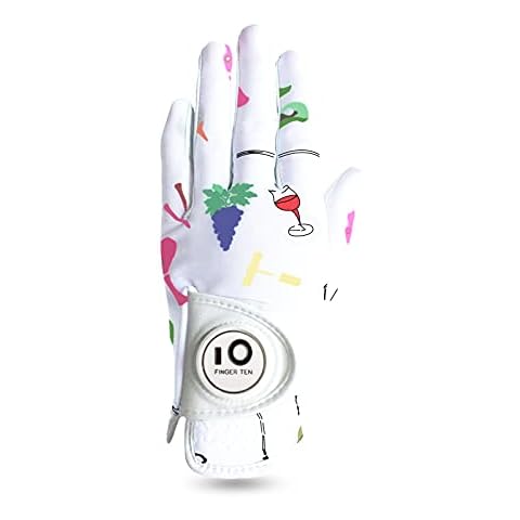 FINGER TEN Golfhandschuhe Damen Leder Links Rechts Hand Golfhandschuh Golf Handschuhe mit Ball Marker Wert 1 Stück Handschuh, Rain Grip Griff Linke Rechte Golfer Cover