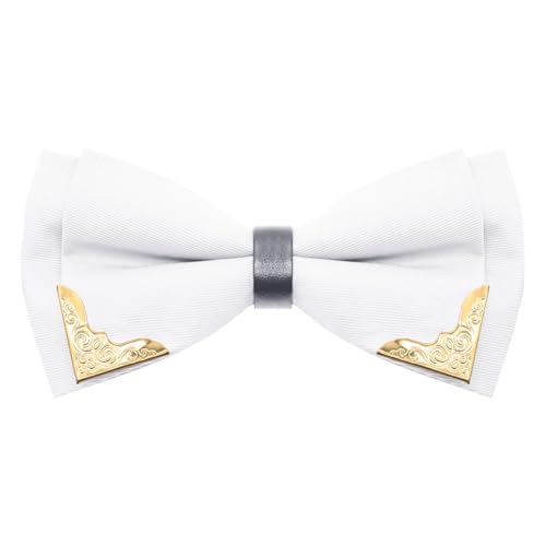 Image of Bow Ties for Men Women Metal Gold Bowtie, Pre Tied Mens Bow Tie Tuxedo Bowties Men for Prom Wedding Party