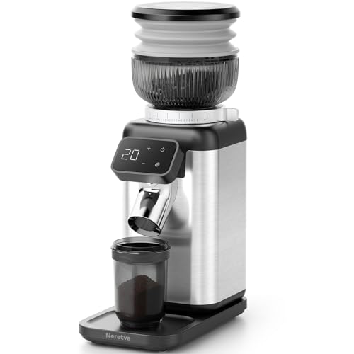Neretva Kaffeemühle, Professionelle 40 Präzisionsschleife Kaffeemühle Elektrisch Gleichmäßige Mahlung&Antistatik&Rückstandsfrei Kaffeemühle Kegelmahlwerk Espresso/Filterkaffee/French Press/Moka-Kanne