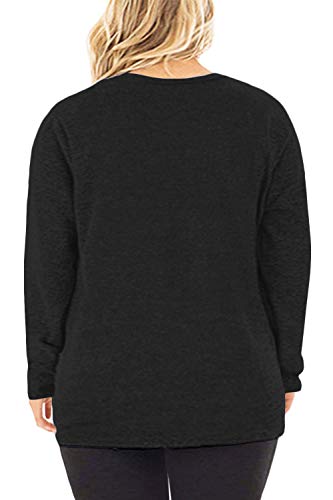 Image of DOLNINE Womens Plus Size Knotted Tops Long Sleeve Tee Shirts Loose Casual Blouse