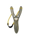 UNIORNA Handcarved Handrawn Wooden Animal-Shaped Slingshot Set for Outdoor Sport (with a Spare Rubber) (Wolf)