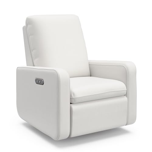 Image of Graco Teddi Power Recliner Swivel Glider, Electronic Power Recline, Oeko-TEX 100 Certified, USB-A & USB-C Charger, Premium Cushioning & Comfort - (Ivory Basketweave)