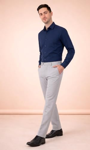 Image of SaintX Men's Premium 4-Way Comfort Stretch Formal Trousers | Smart Sweat Wicking Wrinkle Free Fabric | Smarter Techno Flex Expandable Waistband | Stylish Slim Fit | Daily Office Wear