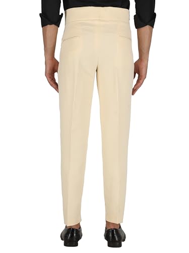 Image of MALENO Tapered Stretchable Poly Lycra Double Pleated Broad Waist Band Gurkha Pants for Men | Korean Fashion Dress Pant for Men