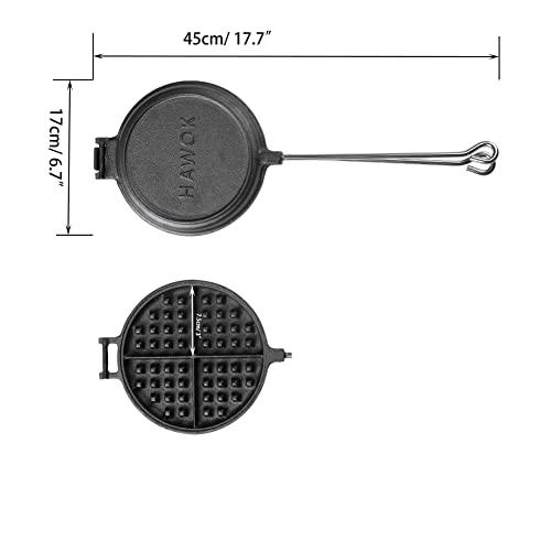 HAWOK Cast Iron Waffle Maker with Handle Hoder and Basting Brush……