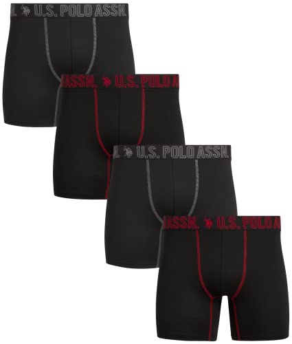 U.S. Polo Assn. Mens Boxer Briefs - 4 Pack Ultra Soft Underwear Boxers for Men with Contour Pouch (Sizes: S-XL)
