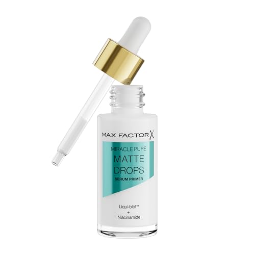 Max Factor Miracle Pure Matte Drops Sérum Primer hydratant avec formule innovante avec niacinamide et Cica pour un teint mat uniforme longue durée, 30 ml