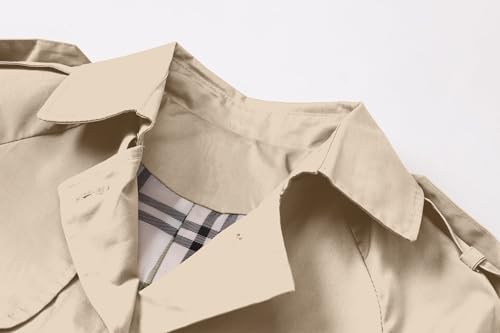 Image of Betusline Boys Waterproof Trench Coat Double Breasted Classic Belted Outwear Jacket Dress Coats