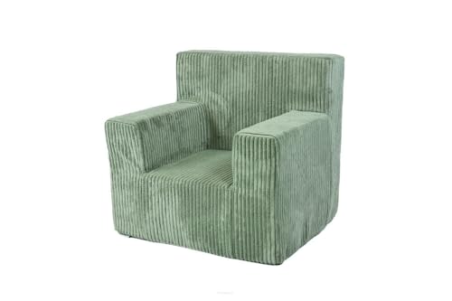 FORTISLINE - Kindersessel 51x47x34cm Oeko-TEX - Spielesessel für Kinder - Kinderzimmer - Sessel aus Schaumstoff - Kuschel-Cord - Viele Muster (Hellgrün)