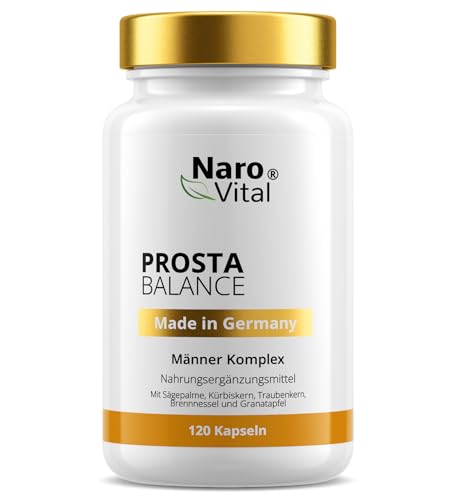 Prostata Komplex Kapseln hochdosiert - Prosta Balance mit Sägepalmextrakt Kürbiskernextrakt Brennnesselextrakt & Granatapfelextrakt mit Zink Vitamin E & Selen - 120 vegane Kapseln
