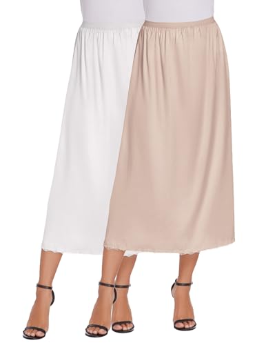 Image of Avidlove Women's Satin Half Slip 36 inch Lace Long Underskirt S-XXL