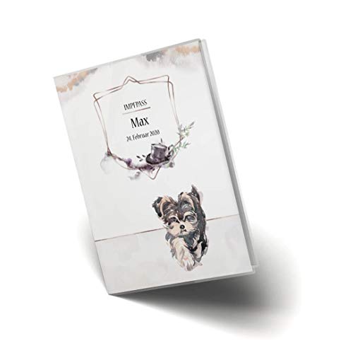 Impfpass Hülle für Tiere Cosmo Hunde Tierausweis Schutzhülle schöne Geschenkidee personalisierbar mit Namen und Geburtsdatum (Poppy, Impfpasshülle personalisiert)