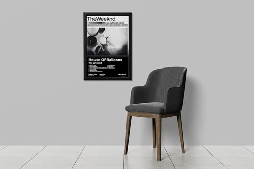 Image of BLINKART The Weekend - House of Balloons Wall Photo Frames | Wall Art for Bedroom, Living Room, Studio or Office | Album Cover Print with Spotify Song Link QR Code | Gift for Fans - 8x12 In