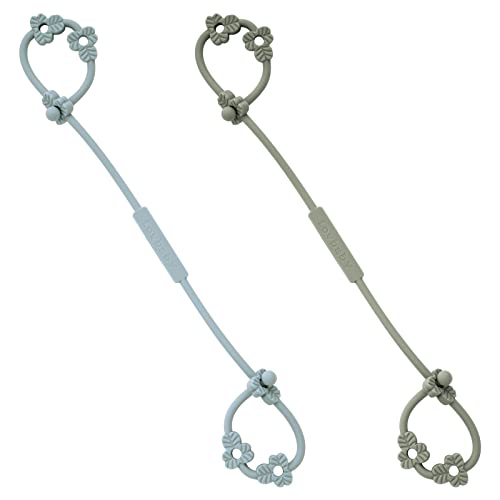 Image of Toy Safety Straps, Silicone Pacifier Clips, Adjustable Stretchable Sippy Cup Straps for Strollers, High Chair, Cribs, Hanging Baskets, Car Seat, Shopping Trolley, 2 Pack (Ether+Sage)