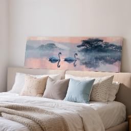 Décoration de chambre zen pour habiller un grand mur horizontal vide avec élégance