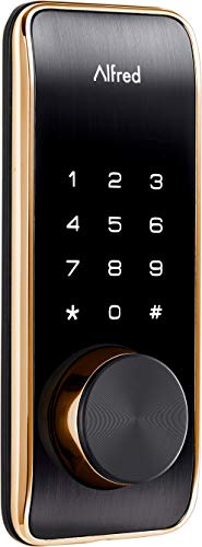 Image of Alfred DB2-B Smart Door Lock Deadbolt Touchscreen Keypad, Pin Code + Key Entry + Bluetooth, Up to 20 Pin Codes (Gold)