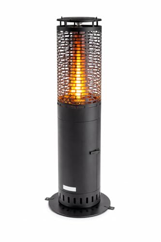 DREXON - Chauffage de Terrasse à Pellets 6,86 kW PATIO HEAT – Chauffage Extérieur Flamme – Autonomie 2h – Structure Acier & Verre – IPX4 – 26 x 26 x 95 cm