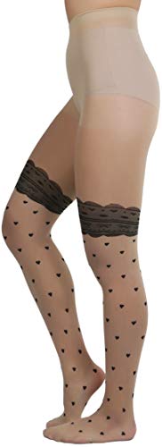 Image of ToBeInStyle Women's Valentine Day Themed Opaque Sheer Pantyhose w /Heart Love