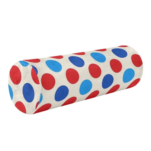 miaozhen Trendy Polka Dot Blue Red Neck Support Car Pillow Round Pillow for Baby almohada Cervical para dormir 5.5''x17''